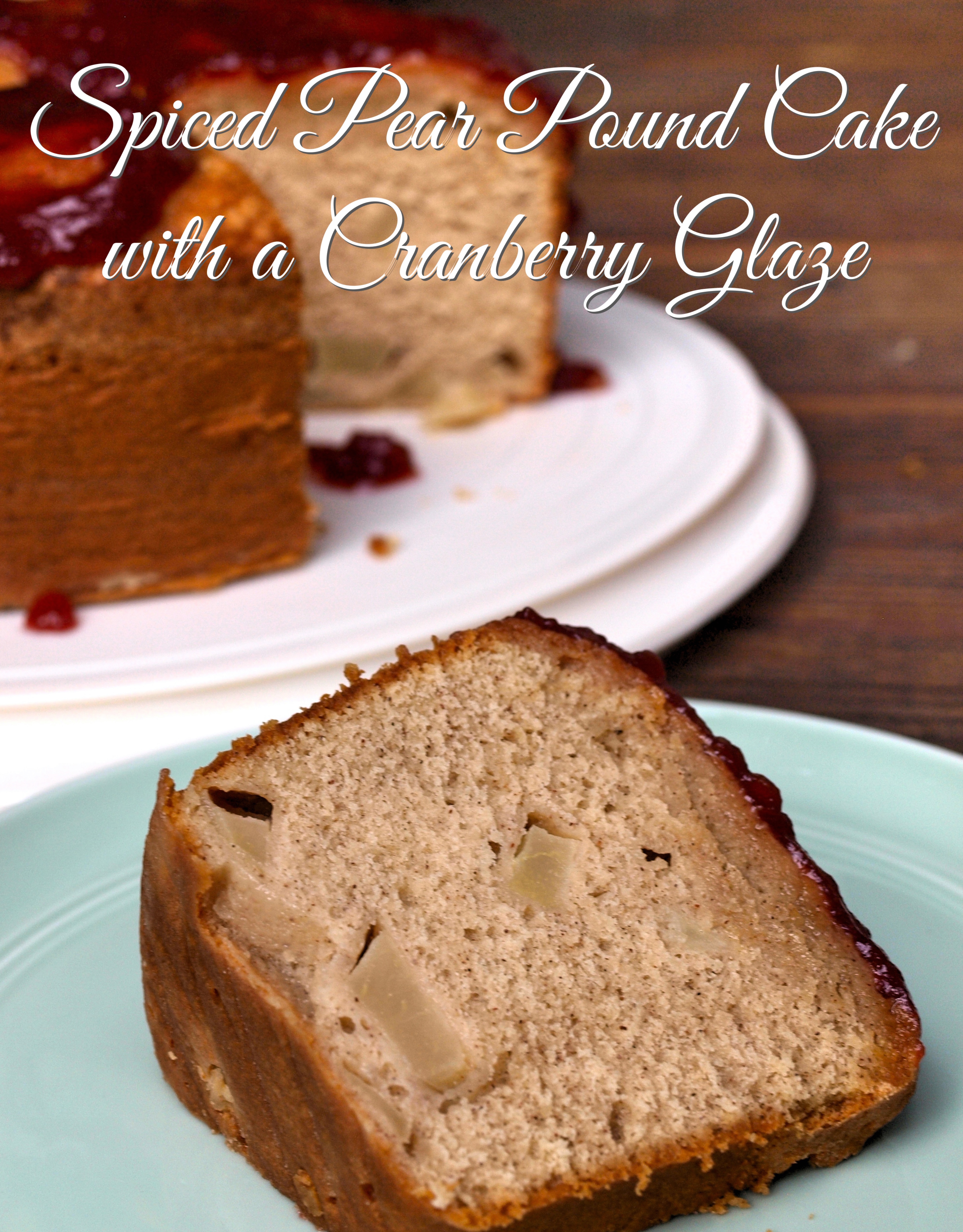 Spiced pear Pound Cake with a Cranberry Glaze - createwithclaudia.com