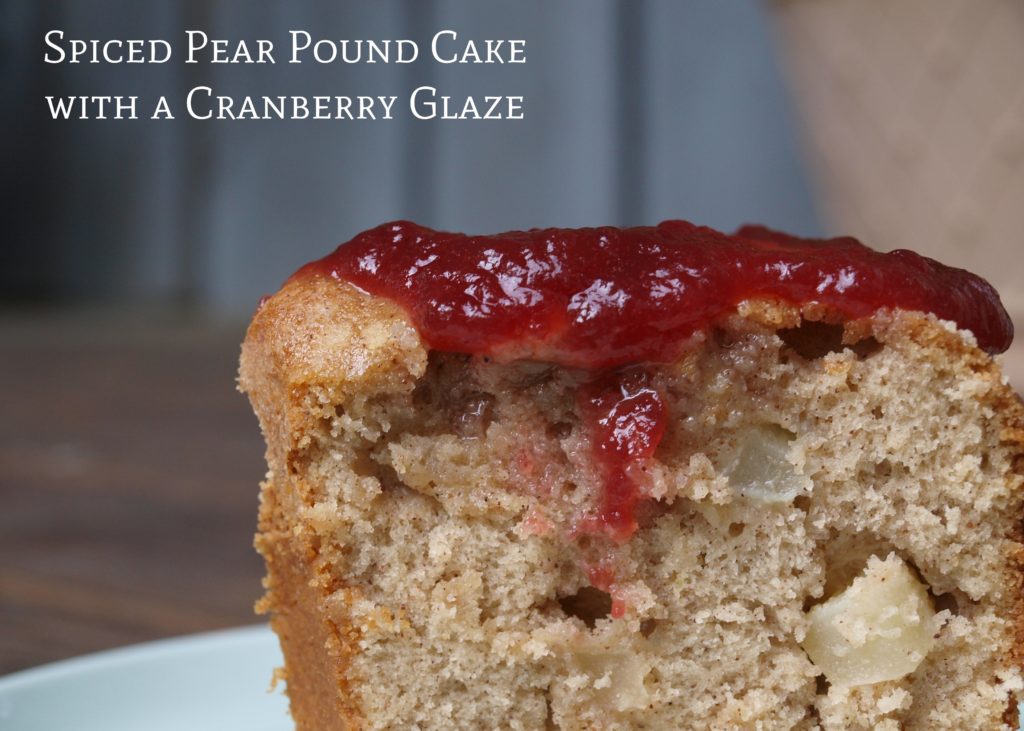 Spiced Pear Pound Cake with a Cranberry Glaze - createwithclaudia.com