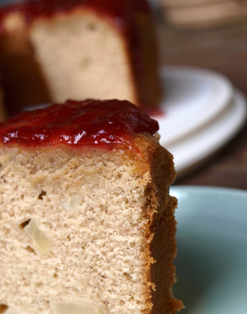 Spiced pear Pound Cake with a Cranberry Glaze - createwithclaudia.com