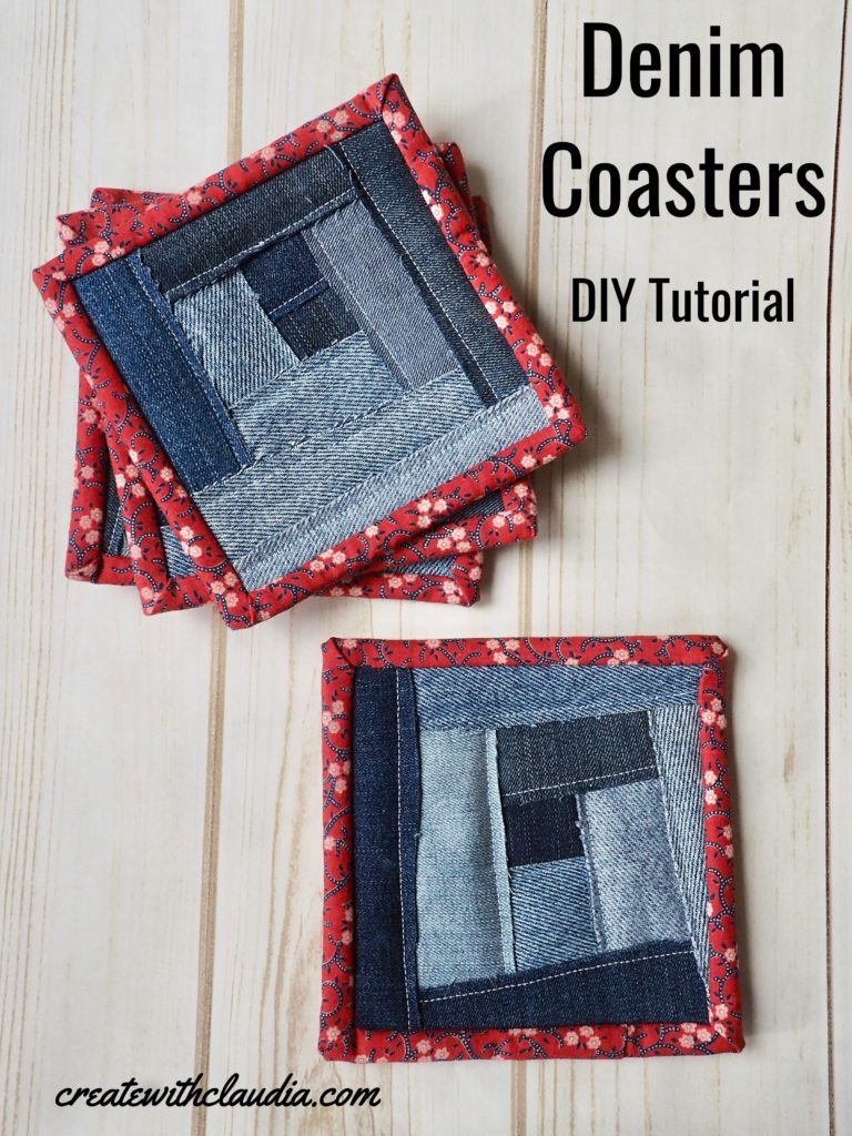 How to Make Coasters Out Of Recycled Denim Blue Jeans - Free Tutorial - Create with Claudia