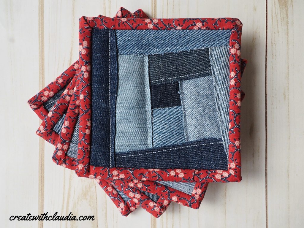 How to Make Coasters Out Of Recycled Denim Blue Jeans - Free Tutorial - Create with Claudia