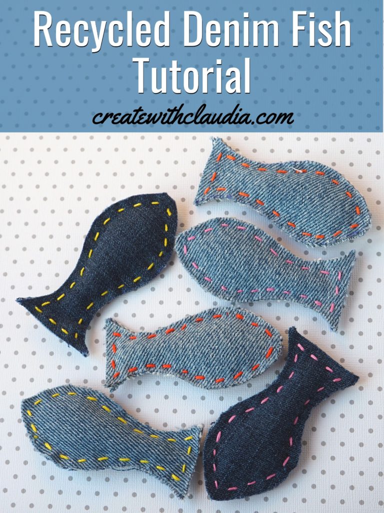 Recycled Denim Fish Tutorial #recycled #sewing #repurposed #recycledcraft createwithclaudia.com
