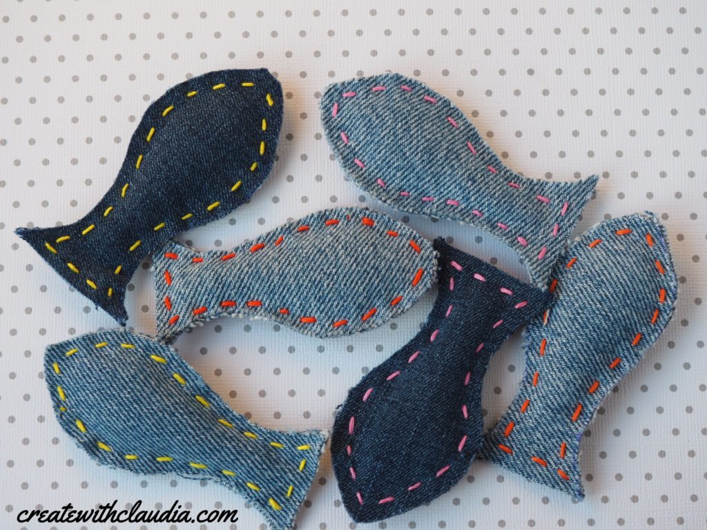 Recycled Denim Fish Tutorial #recycled #sewing #repurposed #recycledcraft createwithclaudia.com