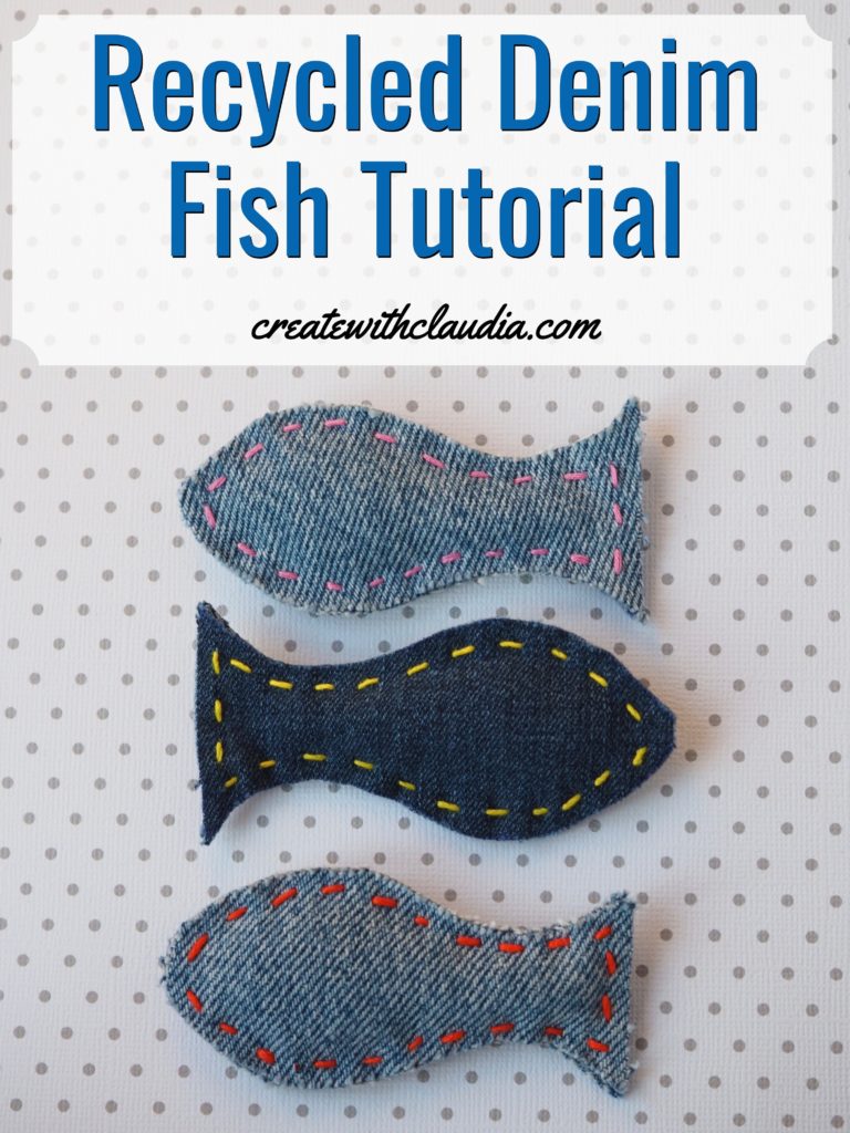 Recycled Denim Fish Tutorial #recycled #sewing #repurposed #recycledcraft createwithclaudia.com