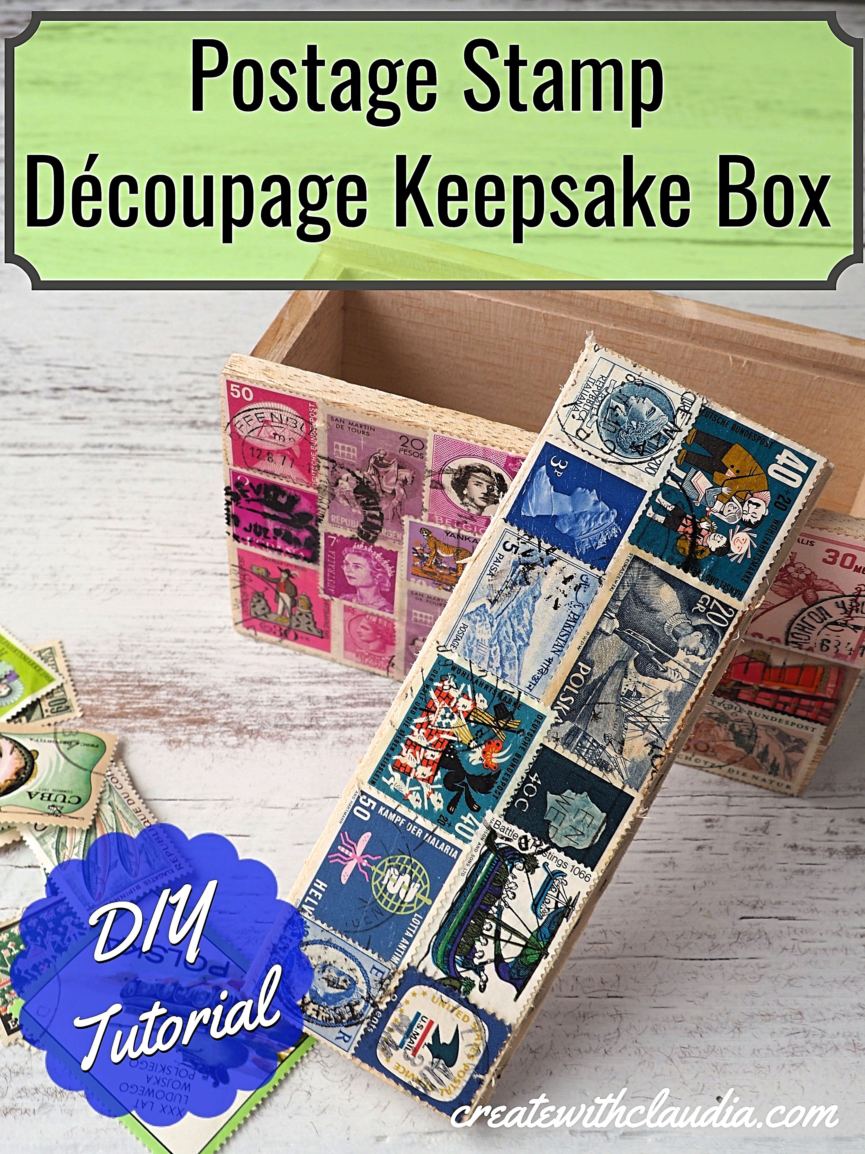 Postage Stamp Découpage Keepsake Box - Create with Claudia
