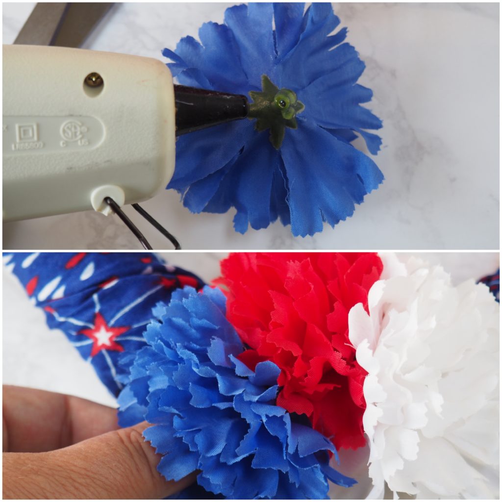 Easy DIY Dollar Store Patriotic Wreath Tutorial - createwithclaudia.com - #fourthofjuly #patriotic 