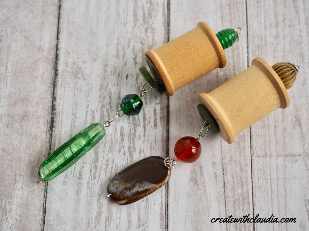 Vintage Wooden Spool and Bead Pendant Jewelry Making Tutorial - createwithclaudia.com