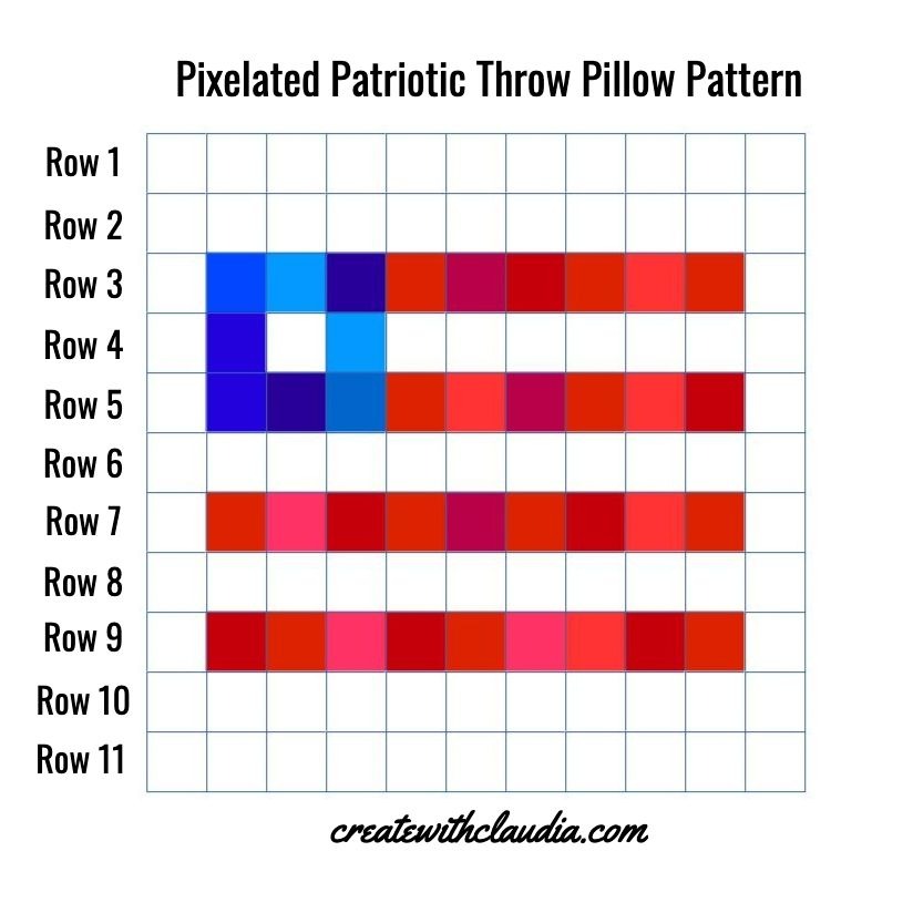 Pixelated Patriotic Throw Pillow Pattern - createwithclaudia.com - #fourthofjuly 