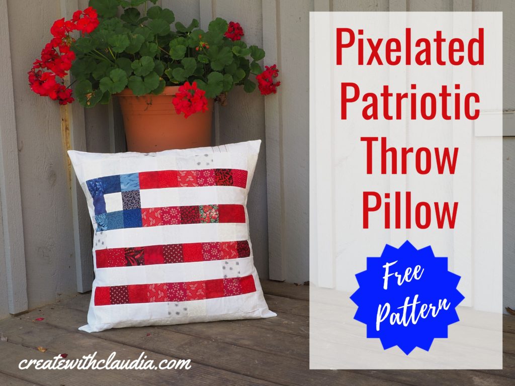 Pixelated Patriotic Throw Pillow Pattern - createwithclaudia.com - #fourthofjuly 