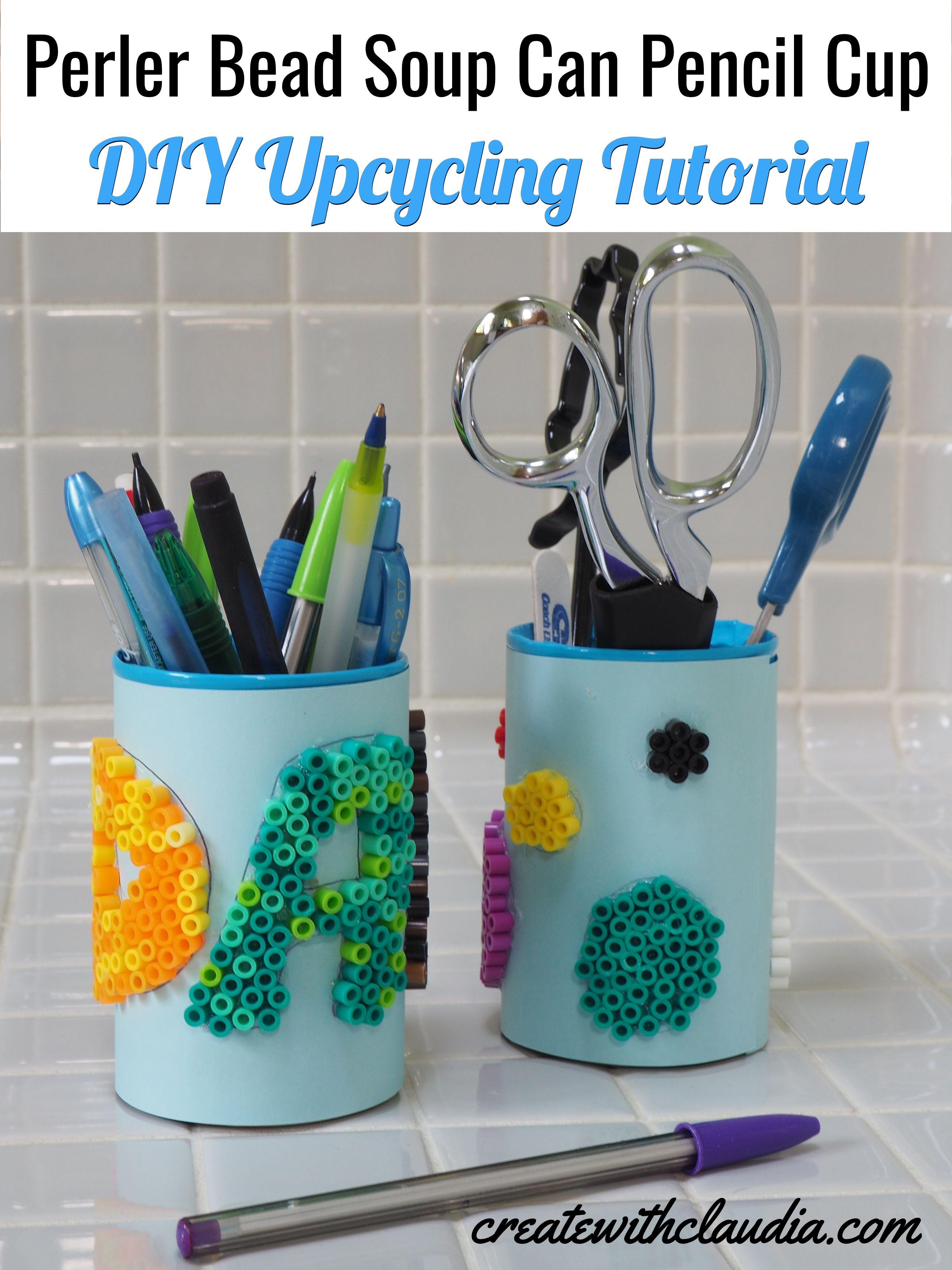 Perler Bead Soup Can Pencil Cup - Create with Claudia