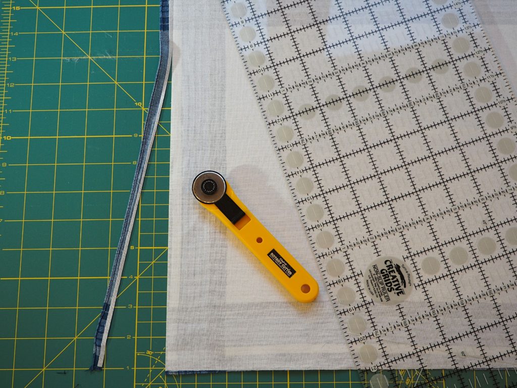 Trimming edges off of handkerchief