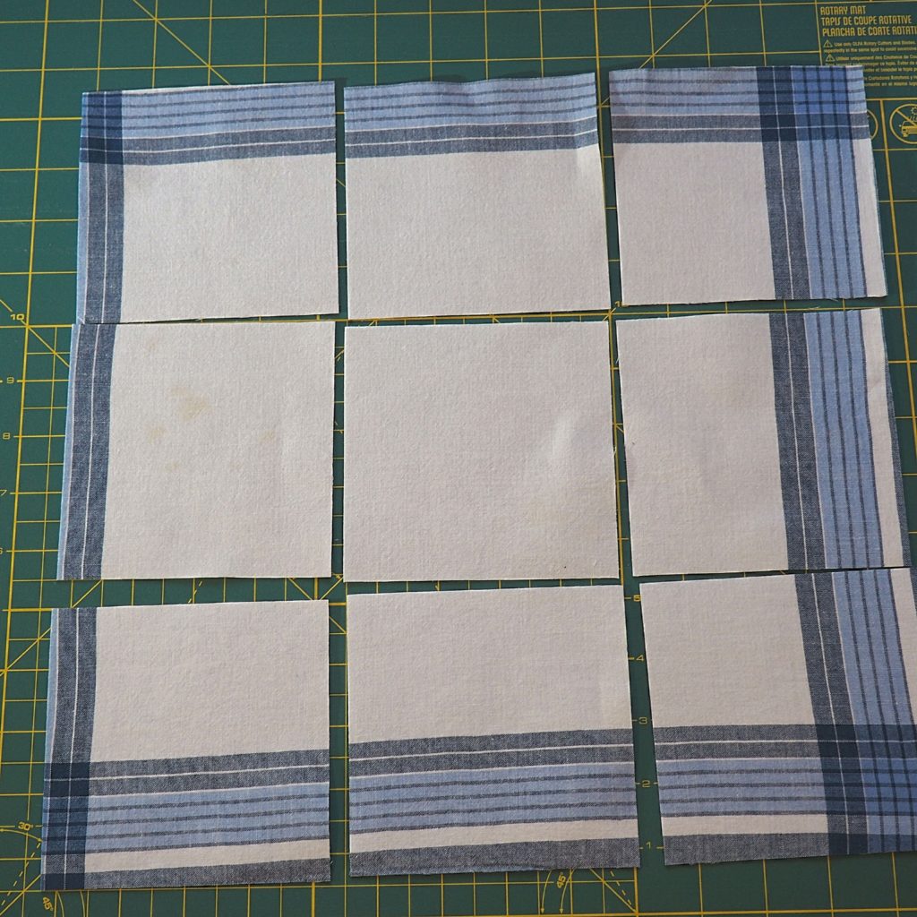 Cutting blocks out of handkerchiefs