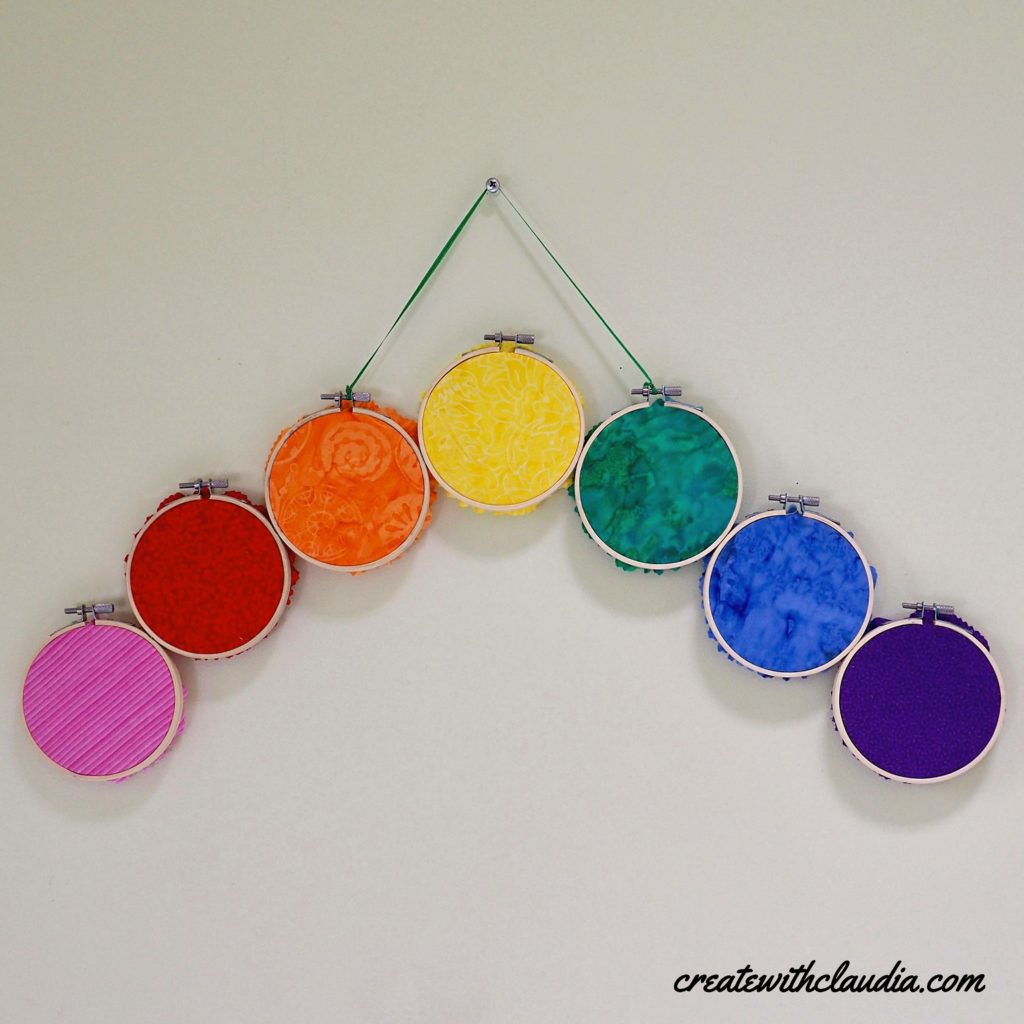Rainbow Fabric Embroidery Hoop Art - DIY Tutorial