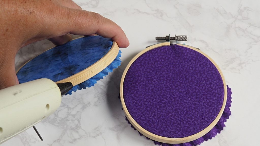 Gluing embroidery hoops