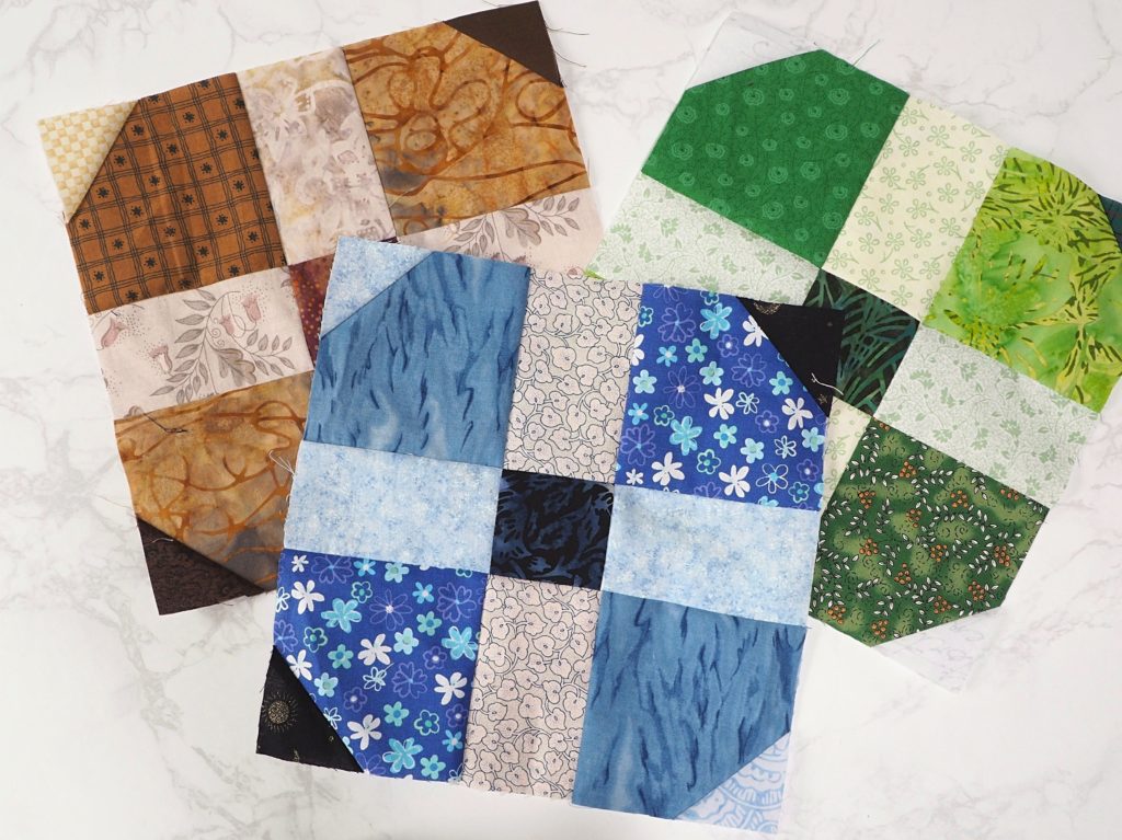 Different versions of the scrap busting quilt block