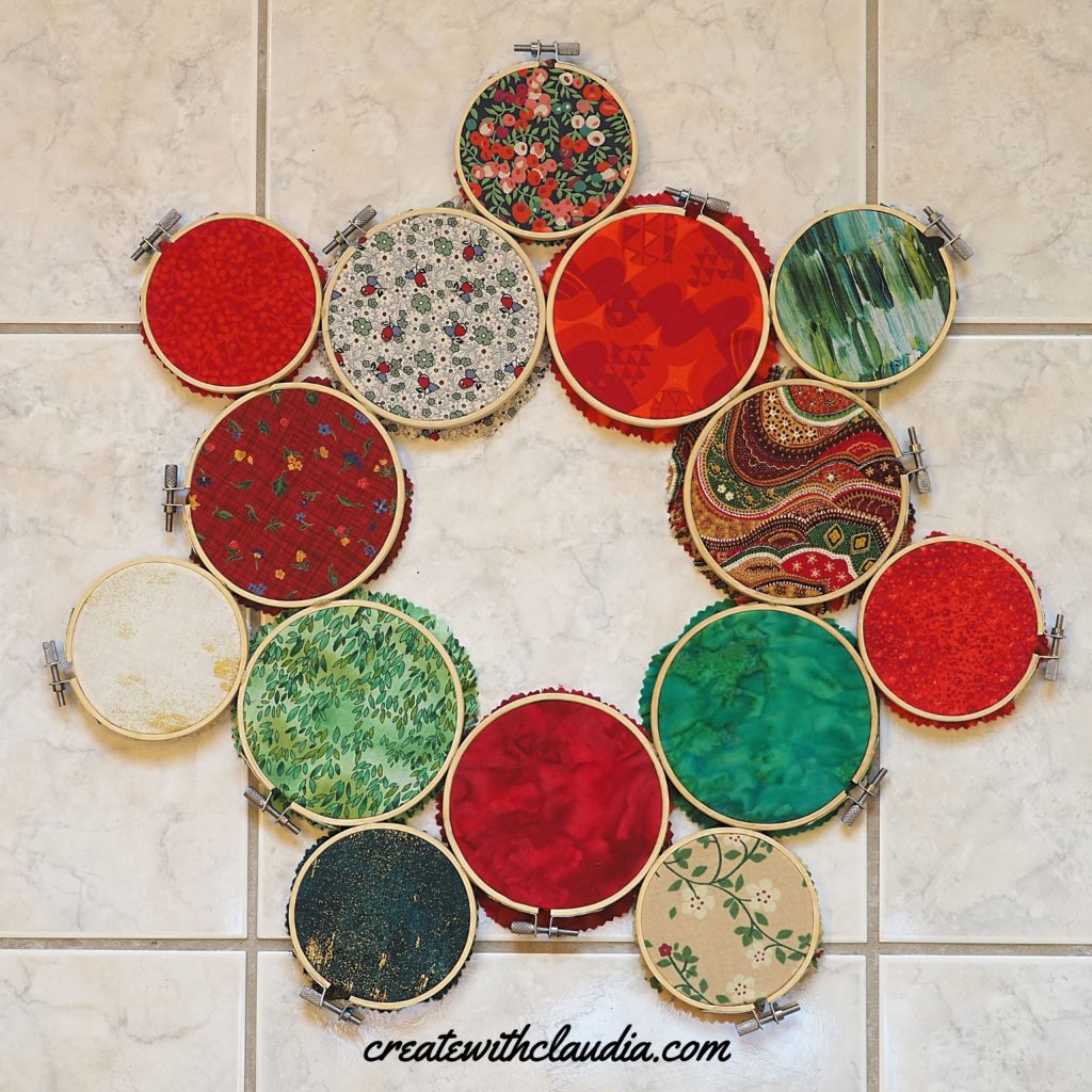 Embroidery Hoop Craft with Christmas Wreath Material