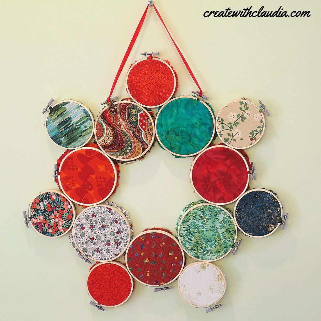 Embroidery Hoop Fabric Christmas Wreath