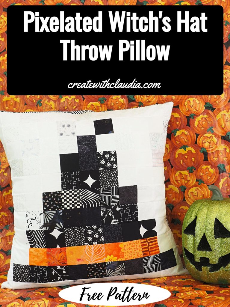 Witch's Hat Pixelated Throw Pillow