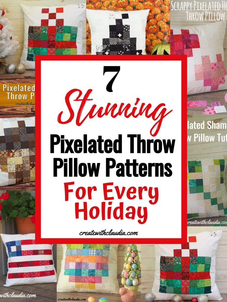 Festive Holiday Pixelated Throw Pillow Patterns