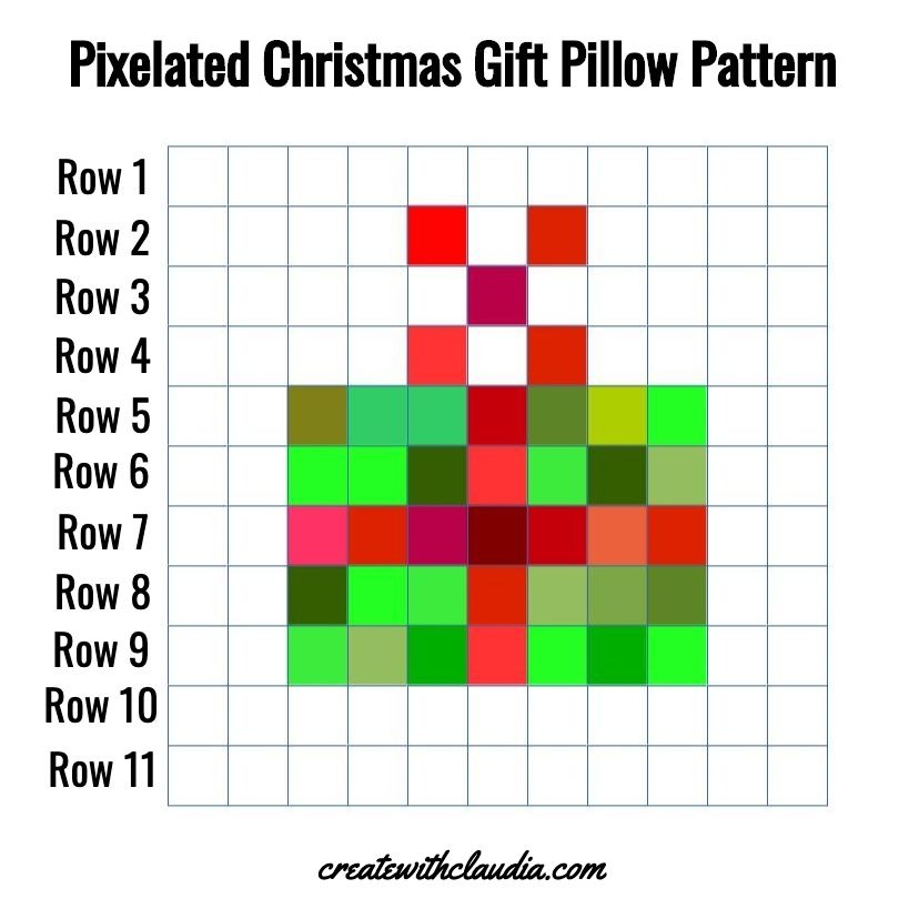 Pixelated Christmas Gift Pillow Pattern