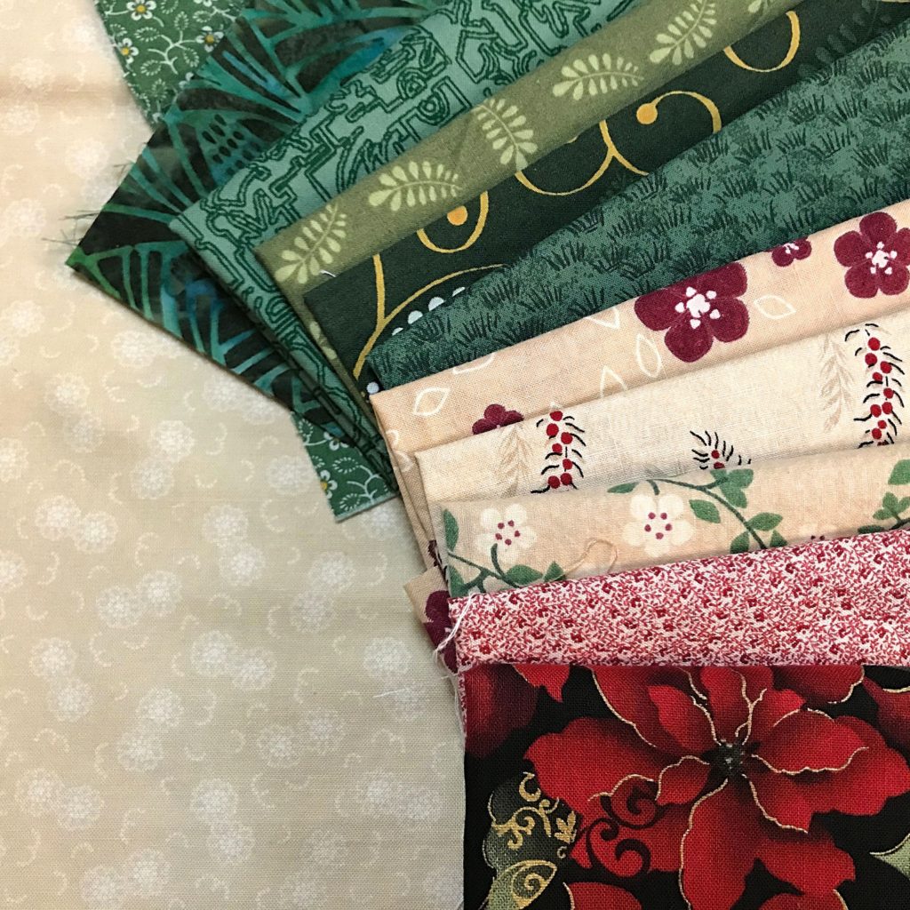 Christmas version of the Create with Claudia 2020 Mystery Quilt Along Fabric Pull - For the video