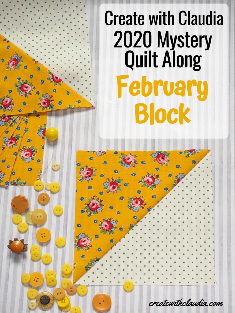 February Mystery Block Instructions - Create with Claudia 2020 Mystery Quilt Along - Half Square Triangle