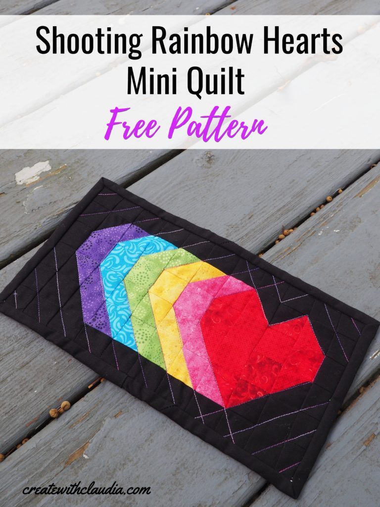 Shooting Hearts Mini Quilt Tutorial and Free Pattern - Rainbow Version