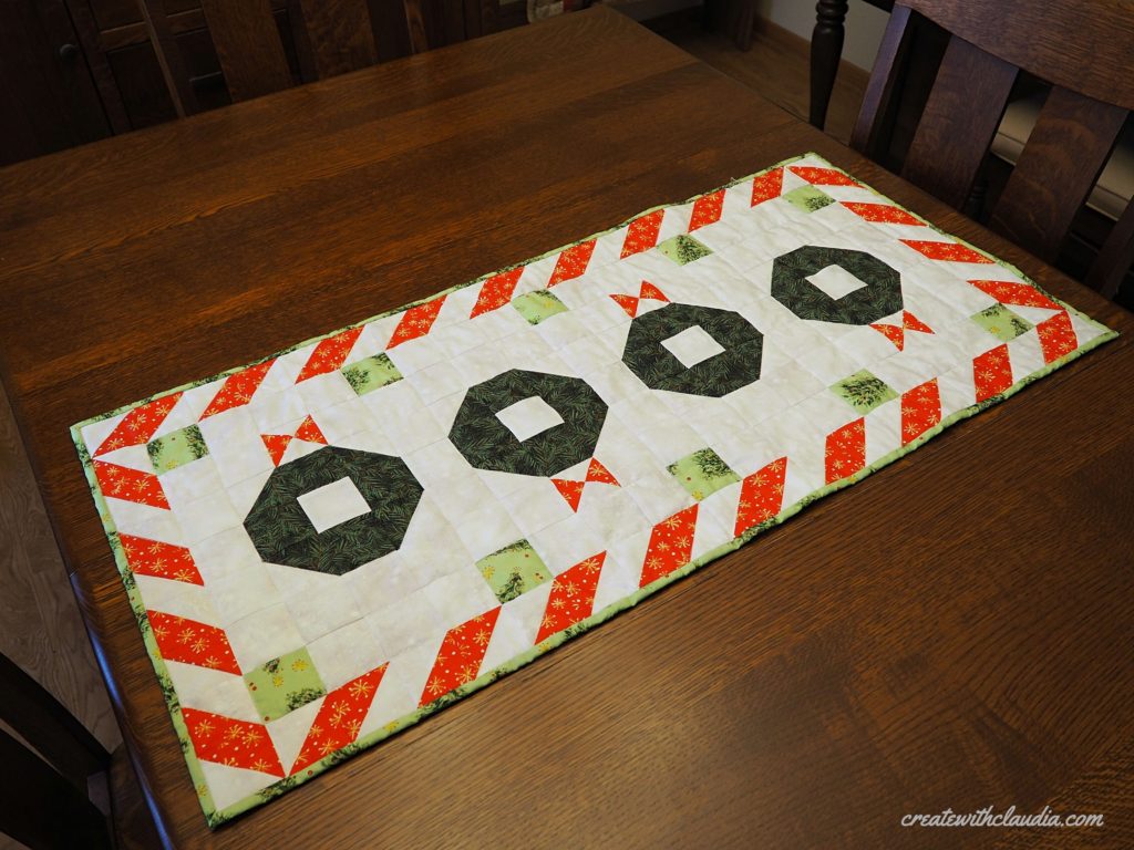 Christmas Wreath Quilted Table Runner Pattern