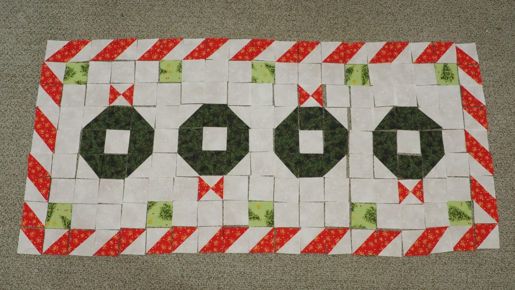 Christmas Wreath Quilted Table Runner Pattern Layout