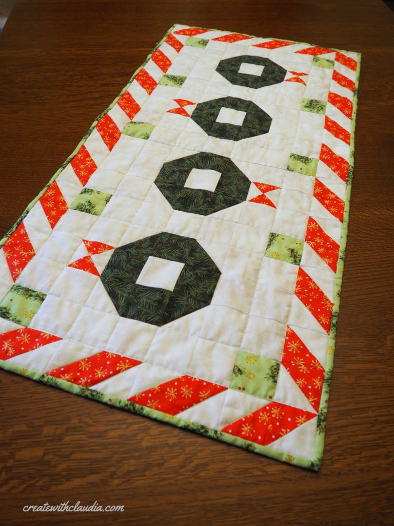Christmas Wreath Quilted Table Runner Pattern