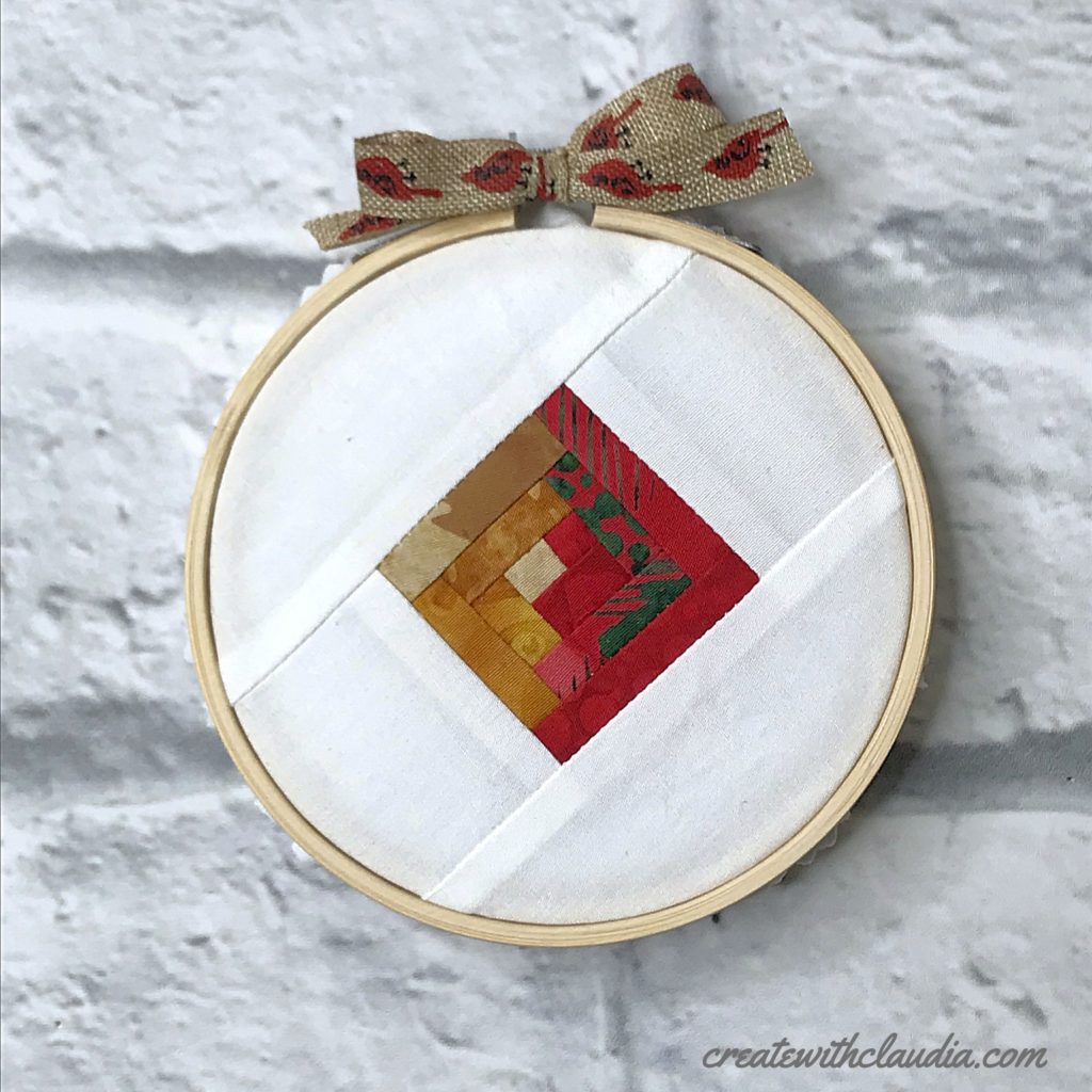 Mini Quilt Block Embroidery Hoop Ornaments Tutorial