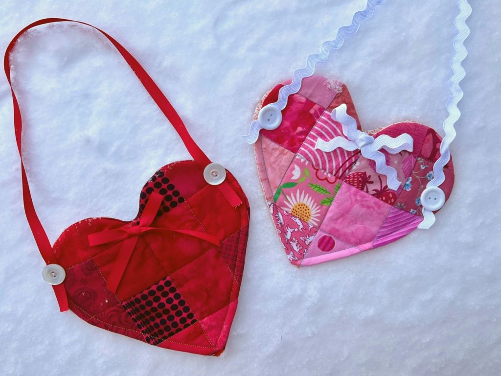 How to Make a Scrappy Quilted Heart Hanging Pouch