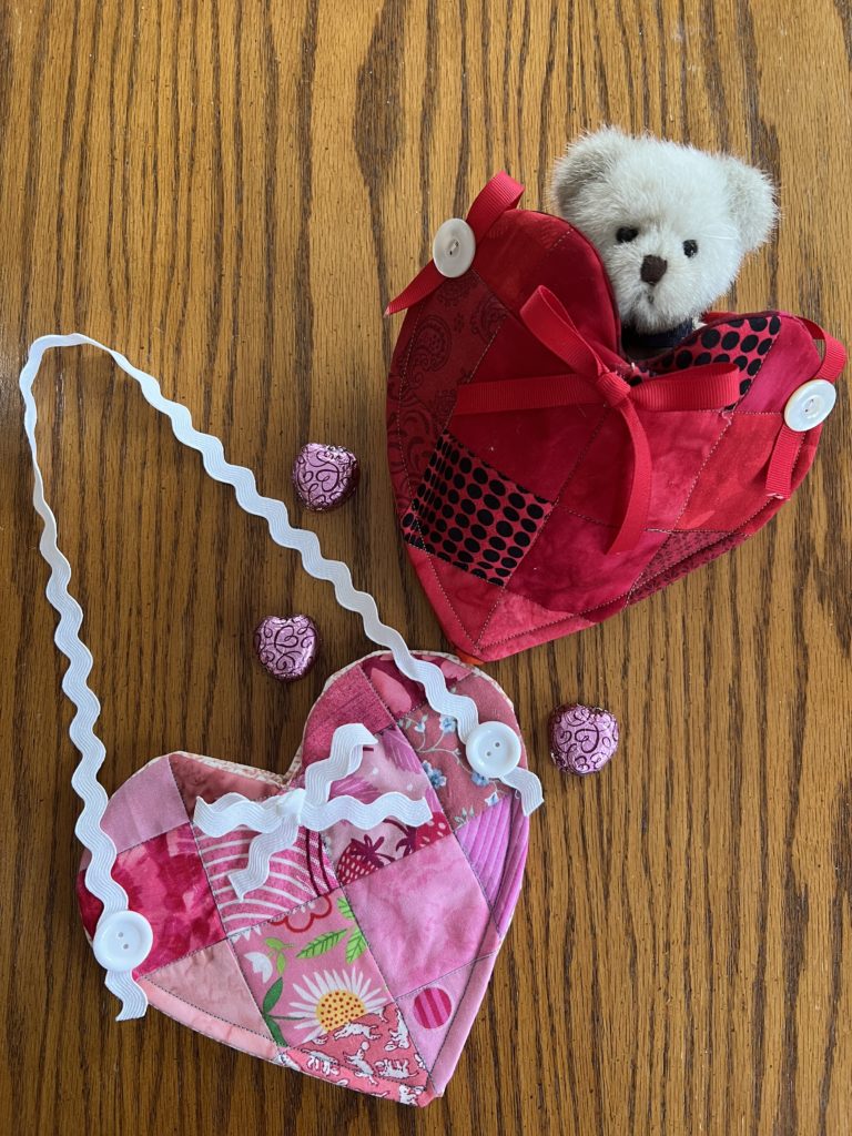 How to Make a Scrappy Quilted Heart Hanging Pouch