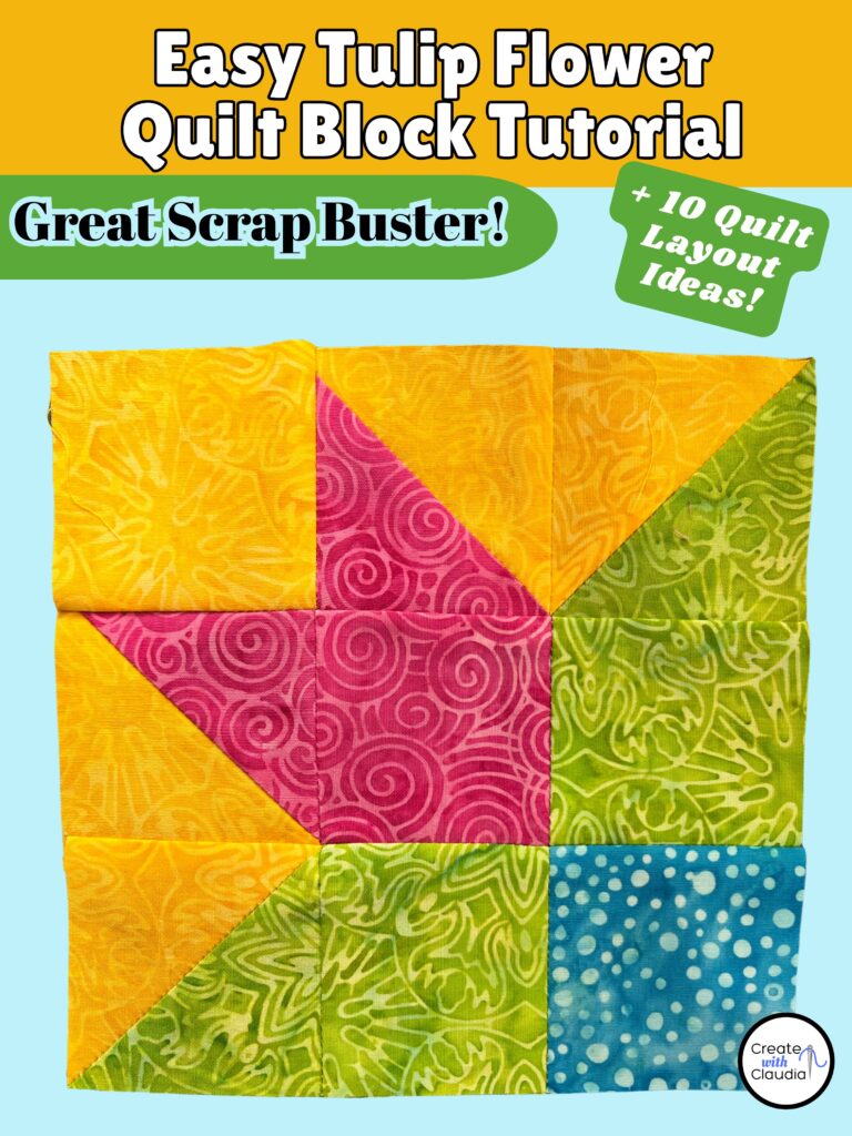 Easy Tulip Flower Quilt Block Tutorial - Create with Claudia